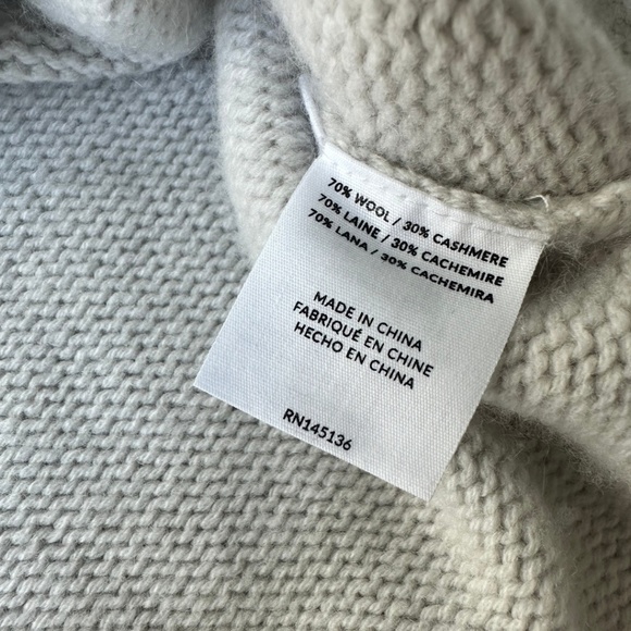 Naadam Women's Hand Knit Cable Sleeve Wool Cashmere Crewneck, Size Small - Picture 13 of 13